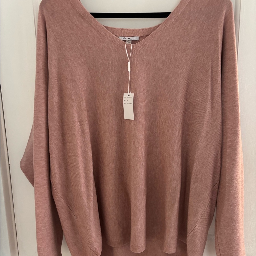 V-Neck Rose Sweater
